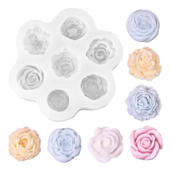 Molde De Silicón De Flores Rosas Para Hacer Jabones Vela