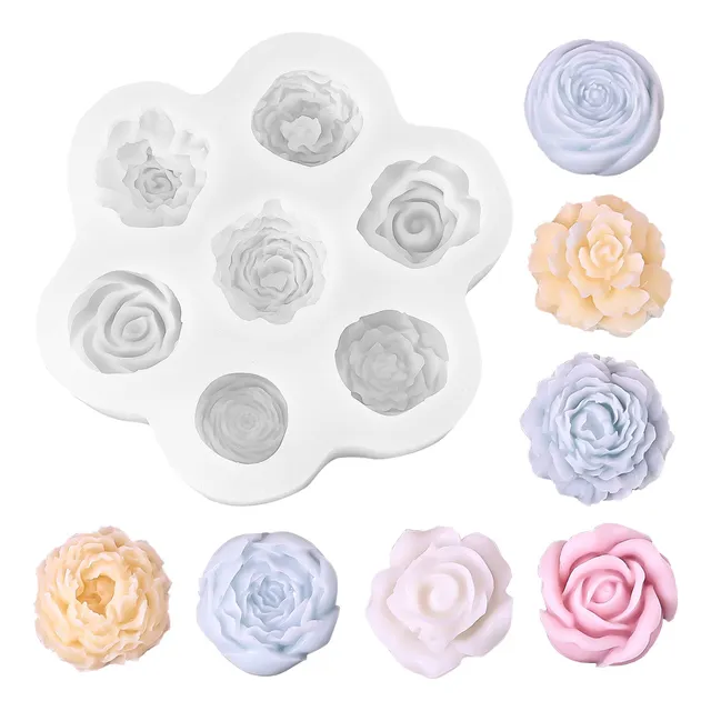 Molde De Silicón De Flores Rosas Para Hacer Jabones Vela