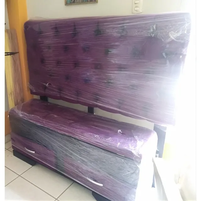 Cama 2 Plazas Usada Color Lila Con  Colchón De Resortes
