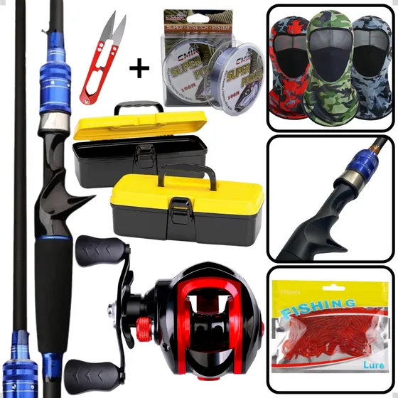 Kit Pesca Completo: Isca, Balaclava, Vara E Carretilha Caixa