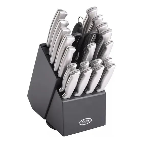 Juego De Cuchillos Oster 22 Pzas Con Base Acero Y Negro