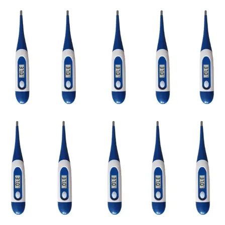 Termómetro Digital Lcd Clínico Oral/axilar Tipo Pluma 10pzs Azul