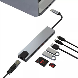 Hub Usb Tipo C 8 En 1 Con Protección De Sobrecarga Hub Usb Tipo C 8 En 1 Con Protección De Sobrecarga