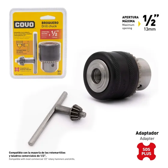 Mandril Adaptador Para Taladro 1/2 Compatible Sds Covo