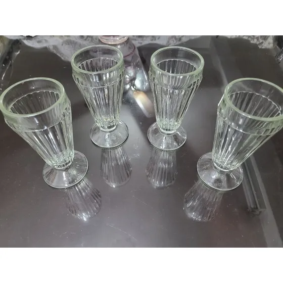 Vasos Altos De Vidrio Para Merengadas Batidos Estilo Retro