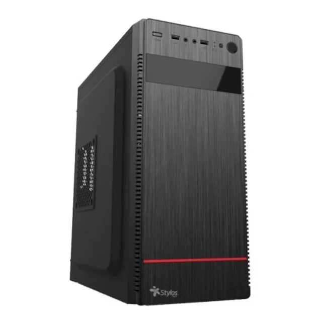Gabinete Stylos Atx 2 X 3,25 Hdd,1 X 2.5 Ssd, 500wstpgac4 /v Color Negro