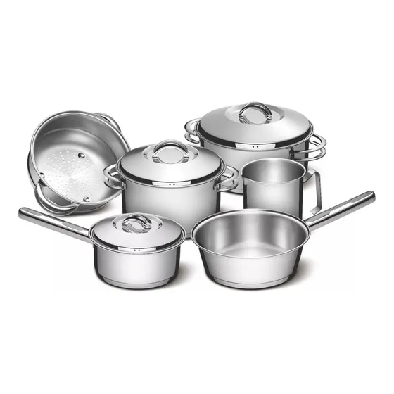 Bateria De Cocina Juego Ollas Cacerola 6 Piezas Tramontina Solar Acero Inoxidable Triple Fondo