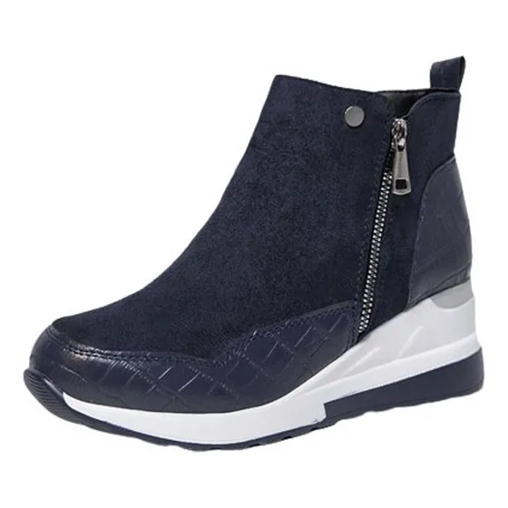 Botas Retro De Empalme De Color Sólido Para Mujer, Tacones A
