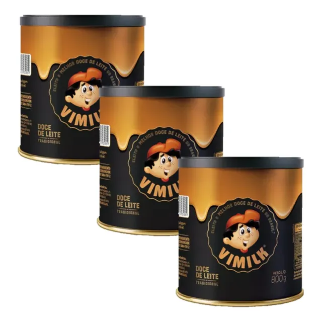 3 Doces De Leite Vimilk Tradicional Premiado 800g Lata