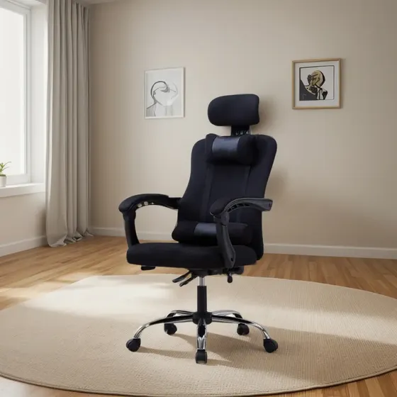Silla de escritorio Lumax Wynn sin apoyapiés ZGS-956-SA gamer ergonómica negra con tapizado de poliéster | Cuotas sin interés