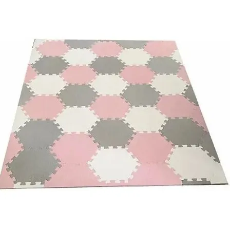 Alfombra Playmat Bebe Goma Eva Hexagonal 136x260 Rosa Bric