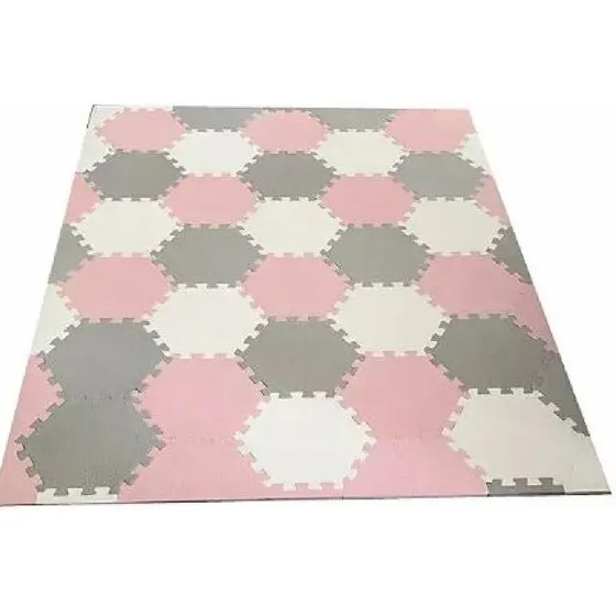 Alfombra Playmat Bebe Goma Eva Hexagonal 136x260 Rosa Bric
