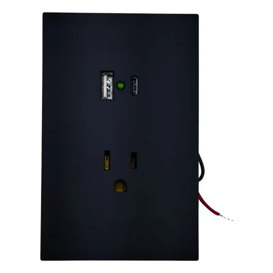Placa Luxury De Contacto Dos Salidas Usb Tipo A Y Tipo C Color Negro
