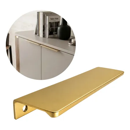 Kit 25 Perfil Puxadores Slim Alumínio Móveis 14cm Dourado Dourado