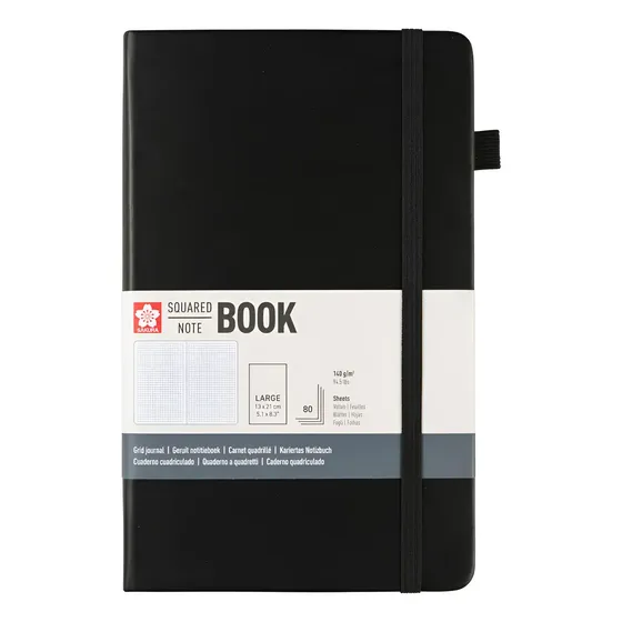 Libreta Sakura Hoja Crema Con Cuadros 13x21cm Negra Negro | Cuotas sin interés