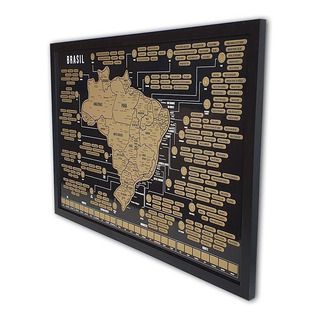 Quadro Mapa Do Brasil De Raspar Raspadinha Grande C/ Moldura Quadro Mapa Do Brasil De Raspar Raspadinha Grande C/ Moldura