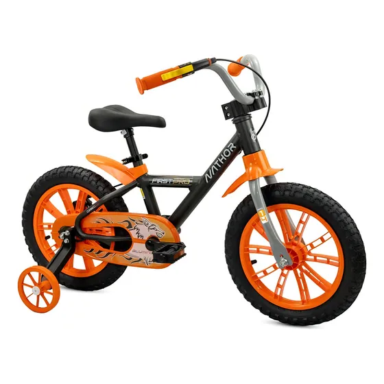 Bicicleta Infantil Aro 14 Laranja/preta Alumínio - Nathor Cor Laranja