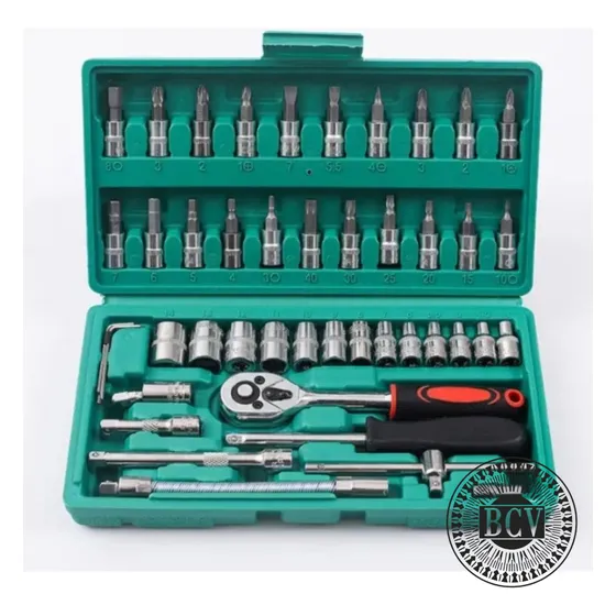 Juego Set Rachet 1/4 Dados Milimétricos Destornillador 46pzs