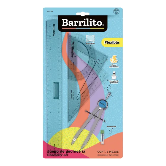 Juego De Geometría De Precisión Barrilito G-flex, 5 Piezas