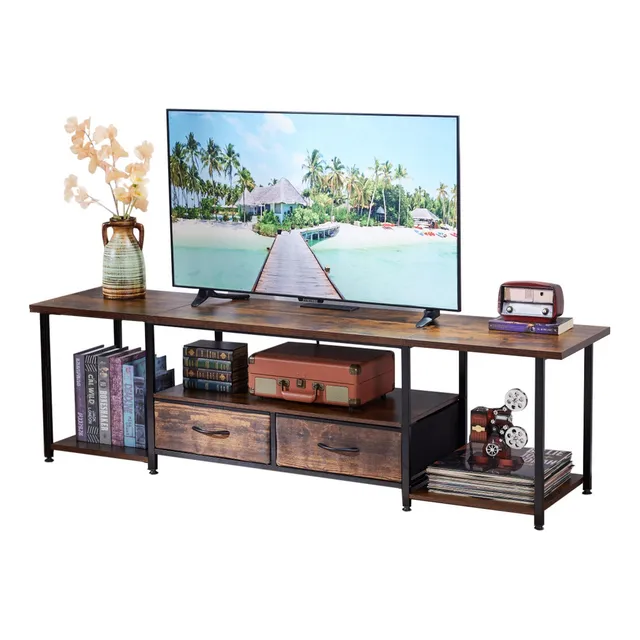 Mueble Para Tv 55 - 75 Pulgadas Mesa Televisión Color Marrón Oscuro Abrhaim-6