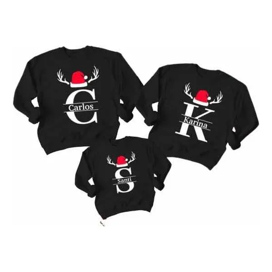 Saco Suéter Cuello Redondo De Navidad Personalizado Nombre