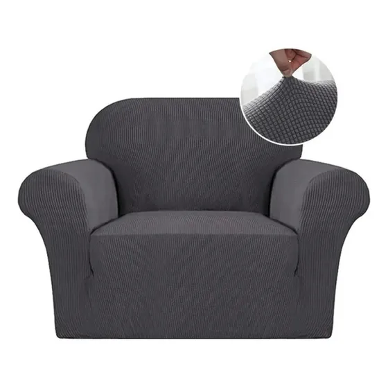 Funda Cubre Sofá Protectora Premium Cuadrille | 1 Cuerpo Color Gris Cuadriculado