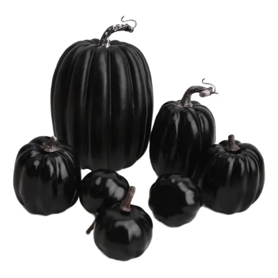 7 Peças De Abóboras Falsas Modelo Vegetais Preto