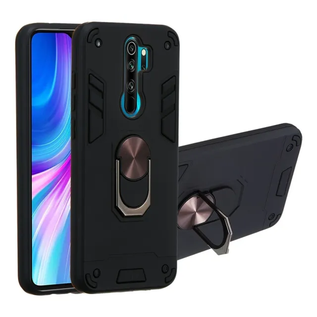 Funda For Xiaomi Redmi Note 8 Pro Con Anillo Metálico Negro