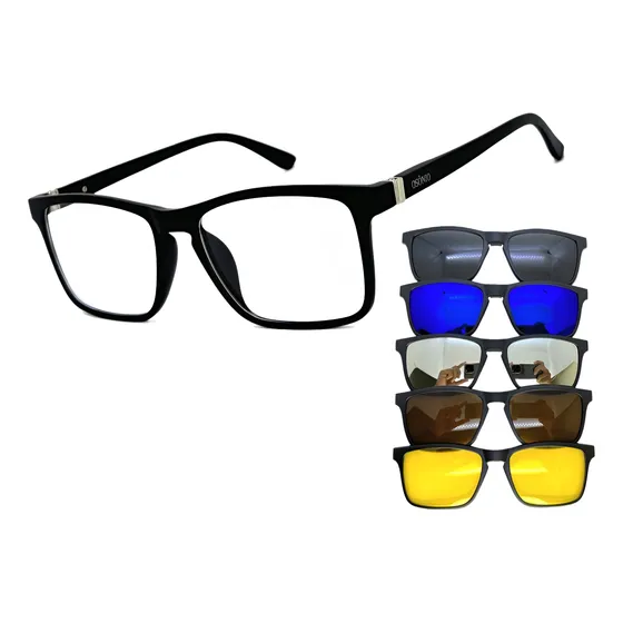 Armação Oculos Grau Sol Osônio 5 Clip On Original 6 Em 1 