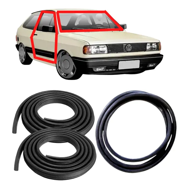 Kit Borracha Porta Parabrisa Saveiro 80/96 Quadrado 3 Peças