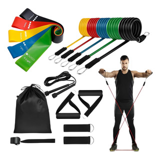 Kit 17 Itens - Elasticos Extensor + Mini Band + Corda Pular Kit 17 Itens - Elasticos Extensor + Mini Band + Corda Pular