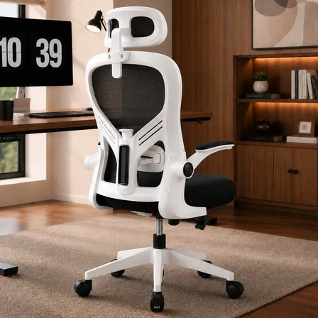 Cadeira Home Office Ergonômica Apoio Lombar 150kg Preto E Branco Algodão