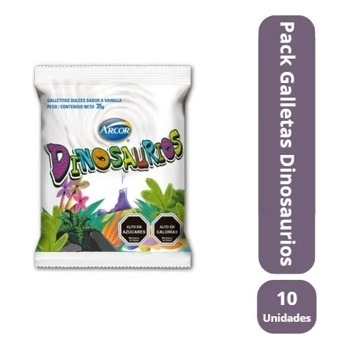 Arcor Pack 10 Galletas Mini Dinosaurios 35 Gramos