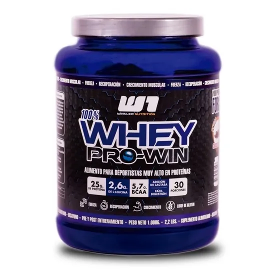 Suplemento en polvo Winkler Nutrition Whey Pro Win proteínas sabor cookies & cream en pote de 1kg