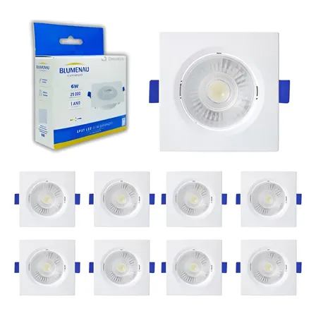 Kit 10 Spot Led Embutir 6w Quadrado Direcionável Blumenau