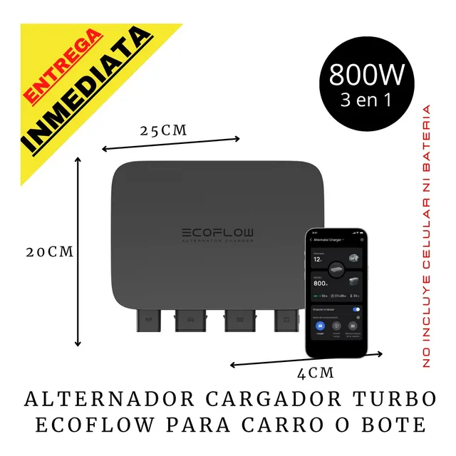 Cargador Turbo Ecoflow Alternador Carro Bote Camioneta 800w