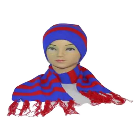 Gorro Y Bufanda Lana Niño Amarillo/negro  Y   Azul/rojo