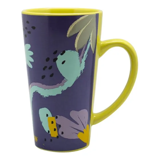 Tazón Café Latte 450 Ml Flowers Keep Ceramica 2 Colores Color Morado