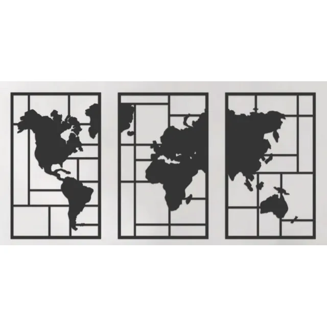 Planisferio Triptico Madera Calada 150x70cm Varios Colores