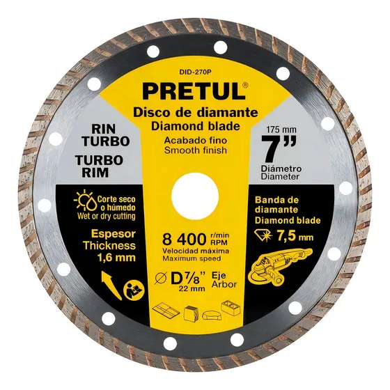 Disco Diamante 7'' Rin Turbo Concreto Piedra Az Pretul 27018