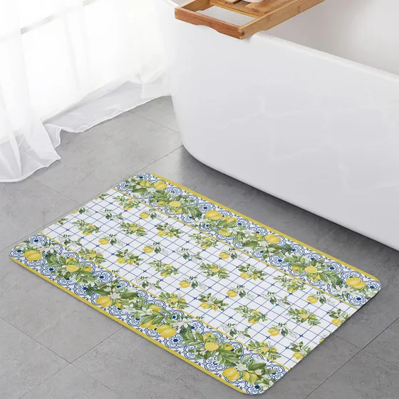 Alfombra Cocina Limon 2 Pieza Antideslizante Lavabl X