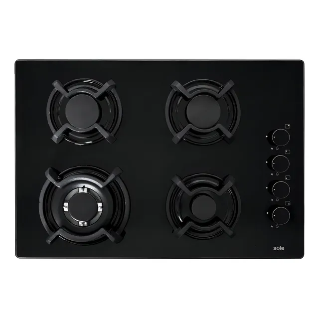 Cocina Encimera Vidrio Templado Sole Gas 65cm 3120solco047v3 Color Negro
