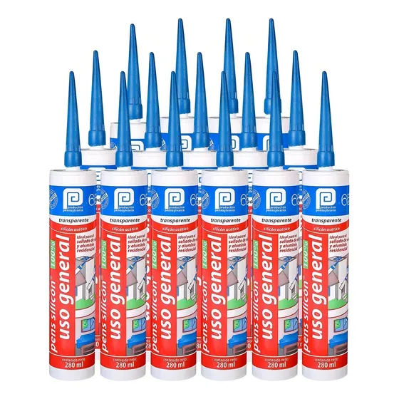 Sellador De Silicón Acético Pennsylvania Pepe Blanco Transparente En Tubo 280ml