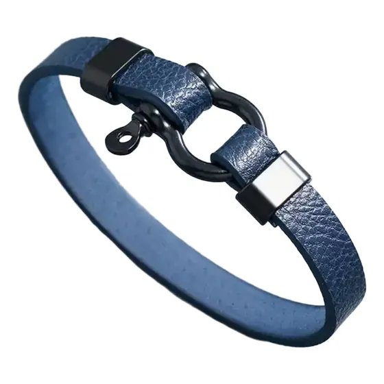 Pulsera De Cuero Cierre Hebilla Herradura Metal Y Tornillo