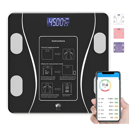 Báscula Electrónica Bluetooth Digital Inteligente De Baño Color Negro