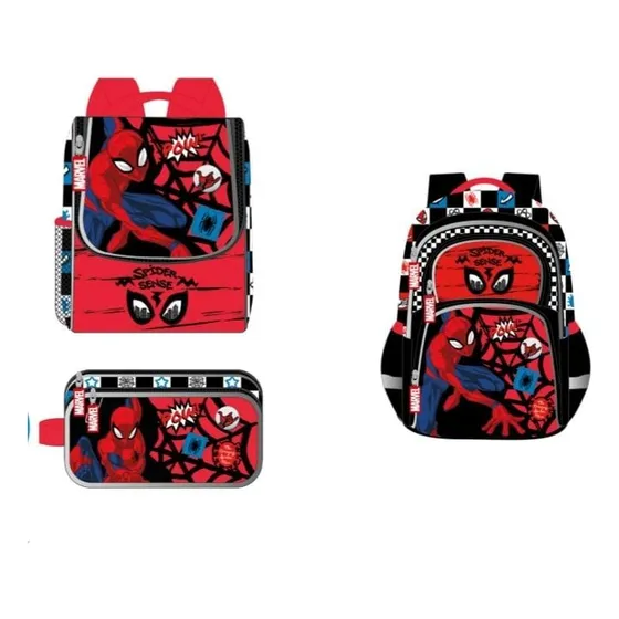 Mochila Spider-man + Cartuchera Y Lonchera Rojo