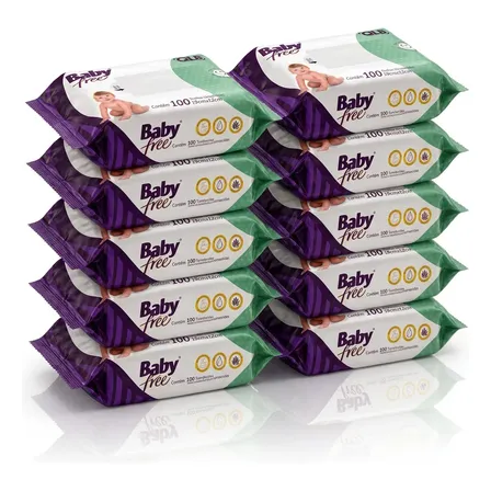 Lenços/toalhas Umedecidos Baby Free 500un Hipoalergênico Kit 10 Pacotes