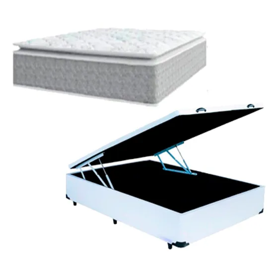 Cama Box Baú Casal Sintético Com Colchão Nazar Molas D33