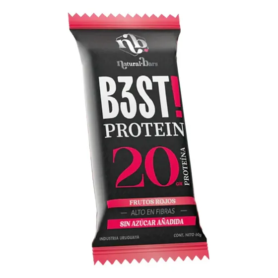 Barra de Proteína 20g Sabor Frutos Rojos Veganas Natural Bars x10 | Cuotas sin interés