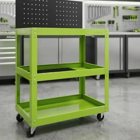 Mesa Carro Para Herramientas 3 Estantes y Tablero Kroner Verde Lima
